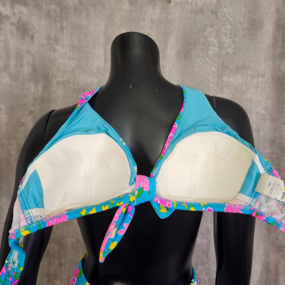 Vintage 70s Parform Originals Floral Bikini Tiki High Waist S Malibu Mod - Picture 8 of 12